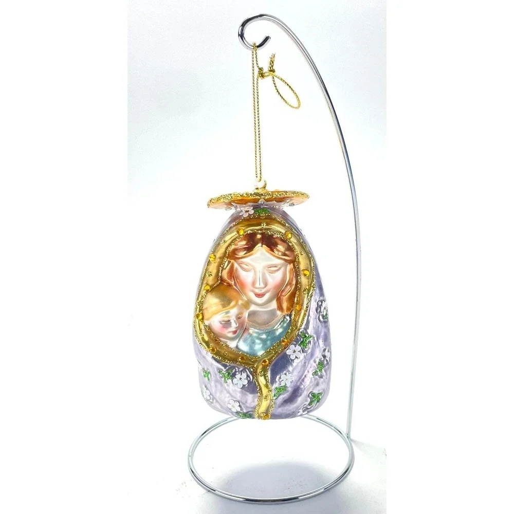 Blown Glass Mother Child Virgin Mary Madonna Ornament‎ 4